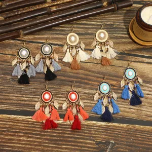 Wholesale Tassel Versatile Long Gold Leaf Earrings