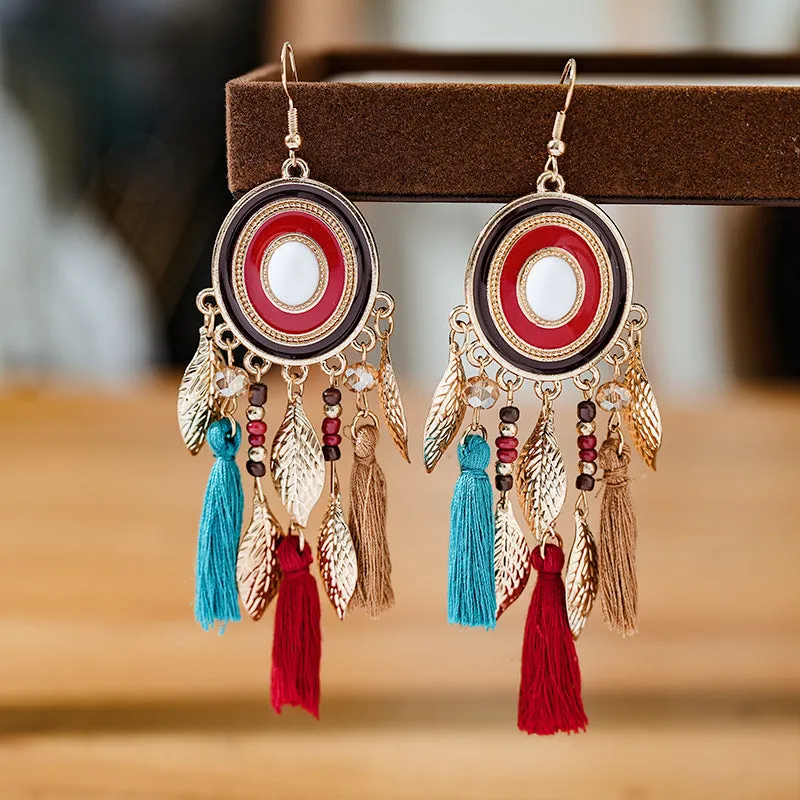 Wholesale Tassel Versatile Long Gold Leaf Earrings
