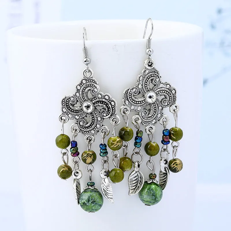 Wholesale Tassel Vintage Earrings Bohemian Long Tassel Carved Earrings
