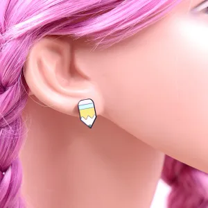 Wholesale Teacher Pencil Rainbow Acrylic Earrings