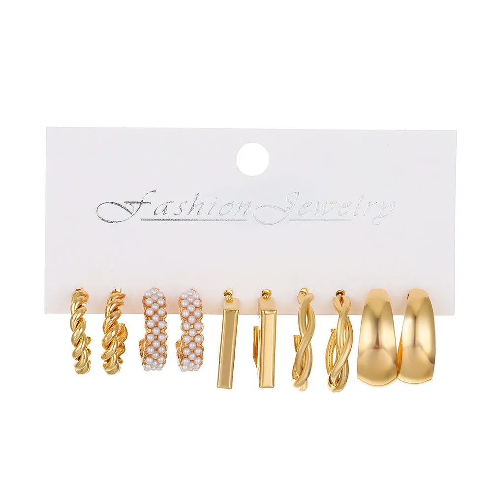 Wholesale Temperament Geometric Alloy Earring Set