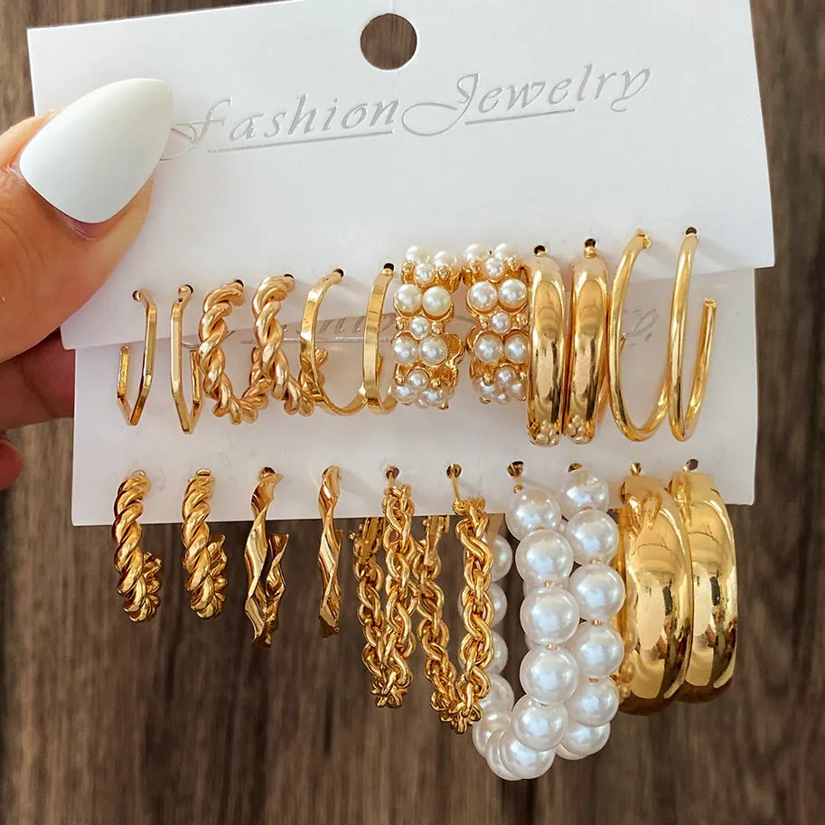 Wholesale Temperament Geometric Alloy Earring Set
