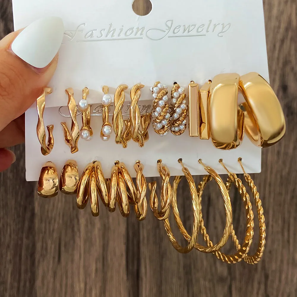 Wholesale Temperament Geometric Alloy Earring Set