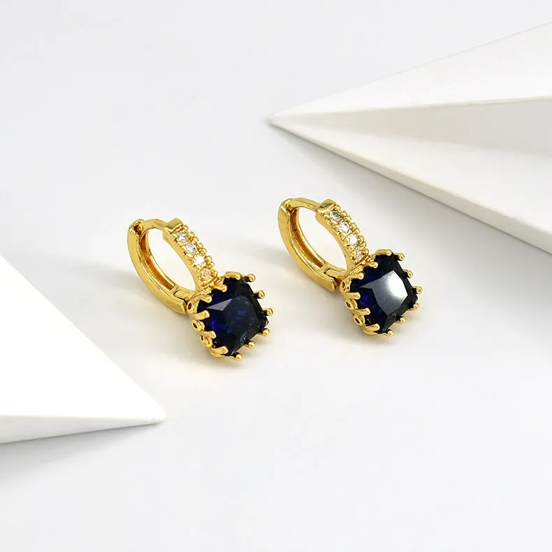 Wholesale Temperament Inlaid Cubic Zirconia Simple and Sweet Full Diamond Copper Earrings