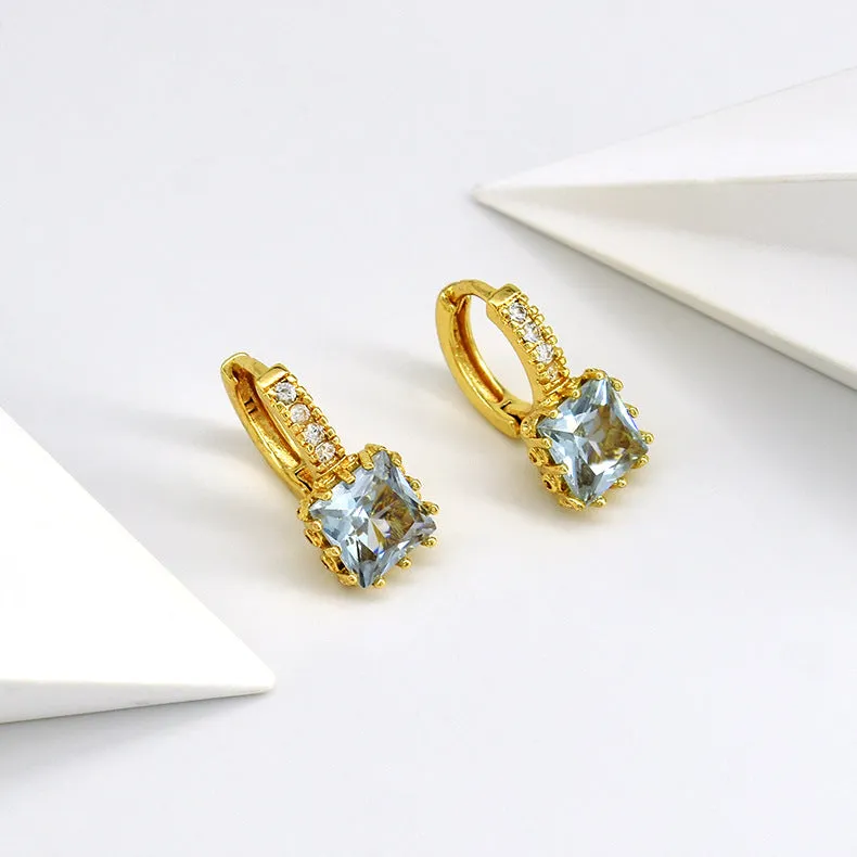 Wholesale Temperament Inlaid Cubic Zirconia Simple and Sweet Full Diamond Copper Earrings