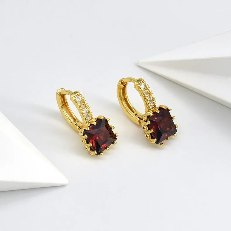 Wholesale Temperament Inlaid Cubic Zirconia Simple and Sweet Full Diamond Copper Earrings