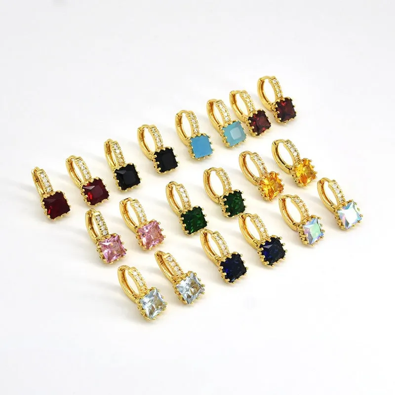 Wholesale Temperament Inlaid Cubic Zirconia Simple and Sweet Full Diamond Copper Earrings