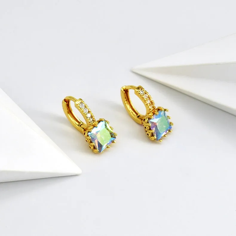 Wholesale Temperament Inlaid Cubic Zirconia Simple and Sweet Full Diamond Copper Earrings