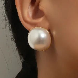 Wholesale Temperament Pearl Geometric Round Base Earrings