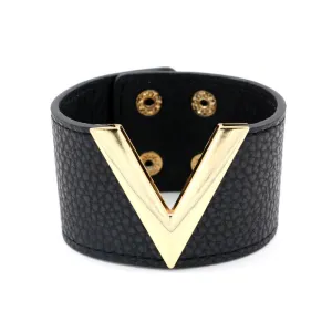 Wholesale Textured PU leather personalized women's wide bracelet