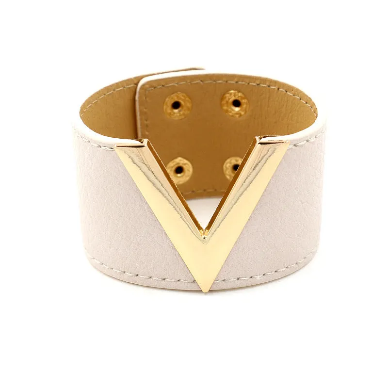 Wholesale Textured PU leather personalized women's wide bracelet