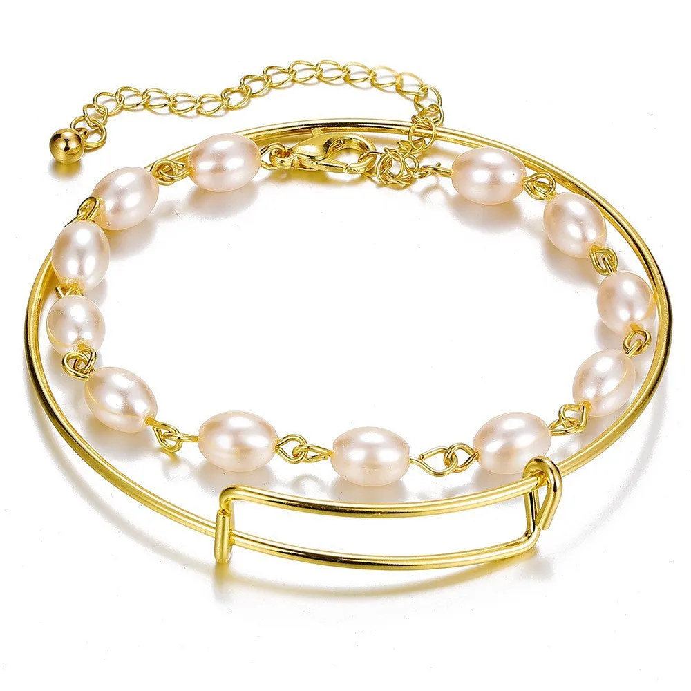 Wholesale Thick Chain Multi-layer Open Alloy Bracelet Set