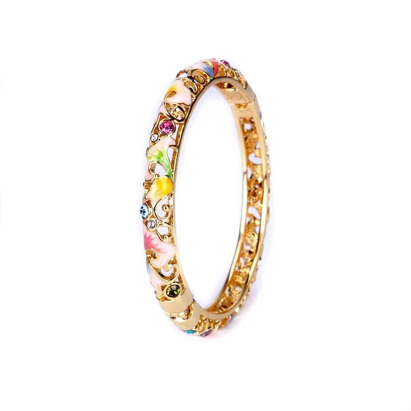 Wholesale Thin gold-plated bracelet with diamond crystals, versatile ethnic style bracelet