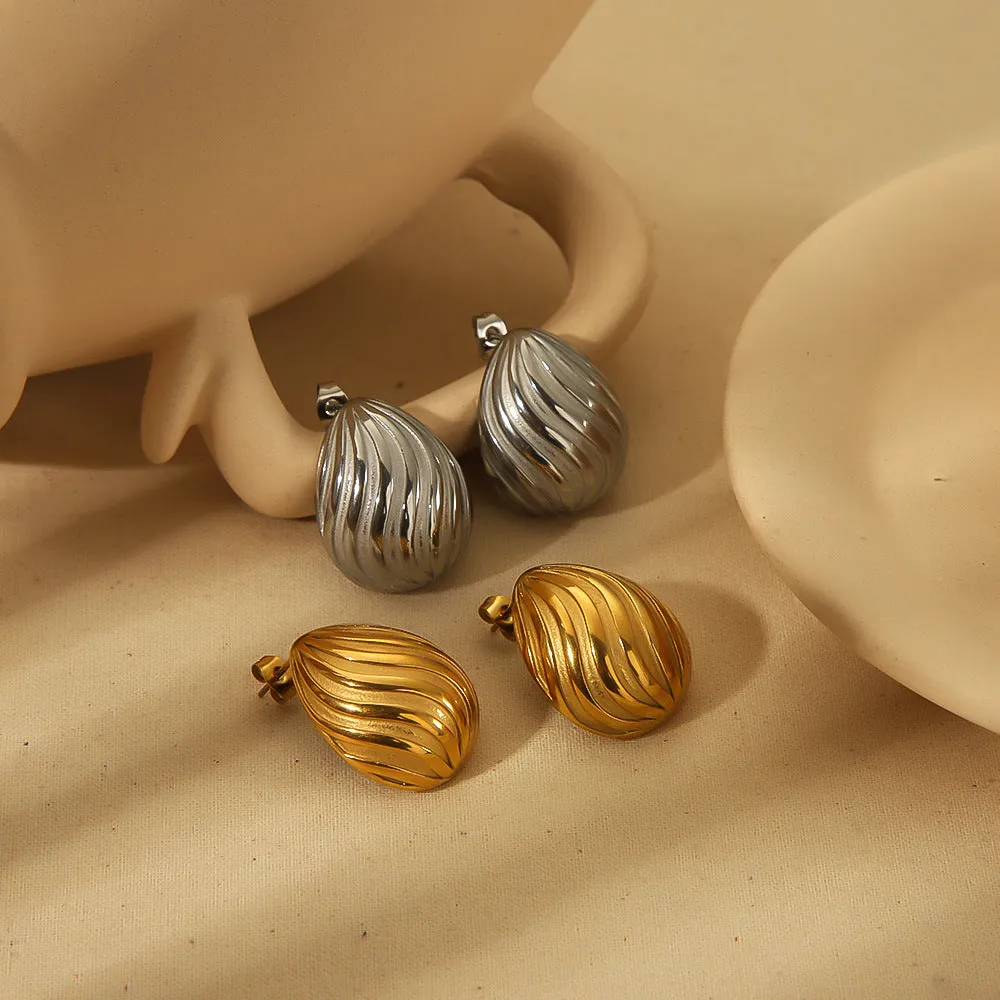 Wholesale Threaded 18k Gold Stainless Steel Stud Earrings