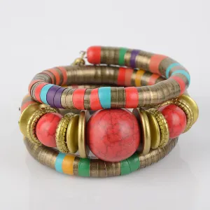 Wholesale  three-circle personality spacer retro beaded Bohemian multi-layer bracelet