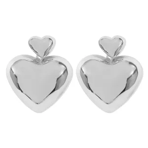 Wholesale Three-dimensional Glossy Double Love Heart Alloy Earrings