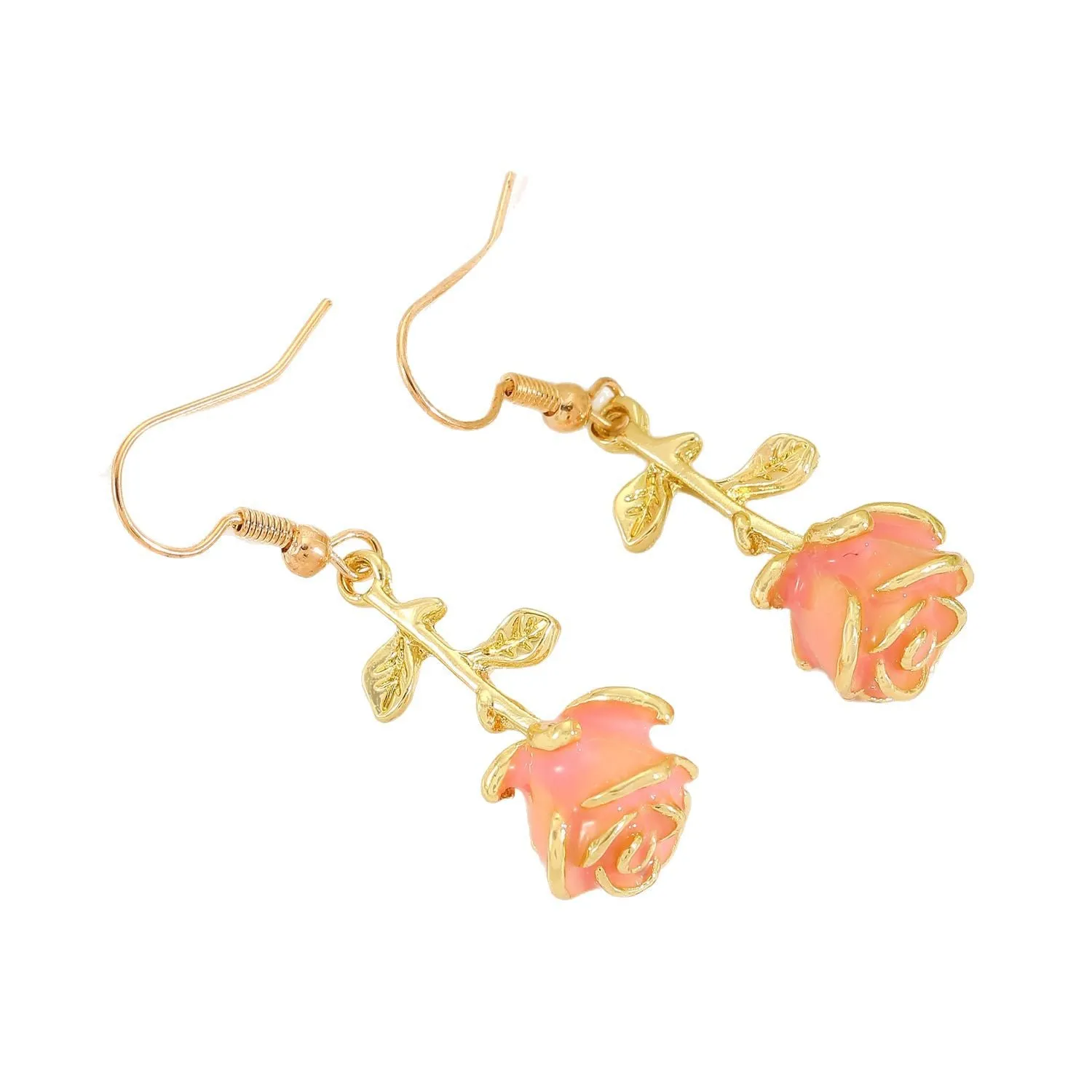 Wholesale Three-dimensional retro rose earrings alloy oil drop flower earrings