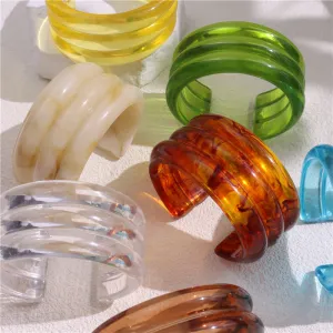 Wholesale Three-layer Resin Bracelet Retro Texture Open Ring Bracelet