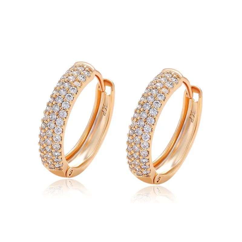 Wholesale Three Row Diamond Wide Face Retro High End Loop Earrings