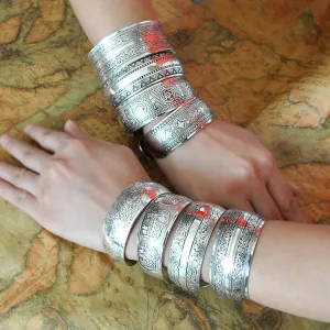 Wholesale Tibetan silver ornaments carved open Miao silver elephant ethnic style wide bracelet retro bracelet