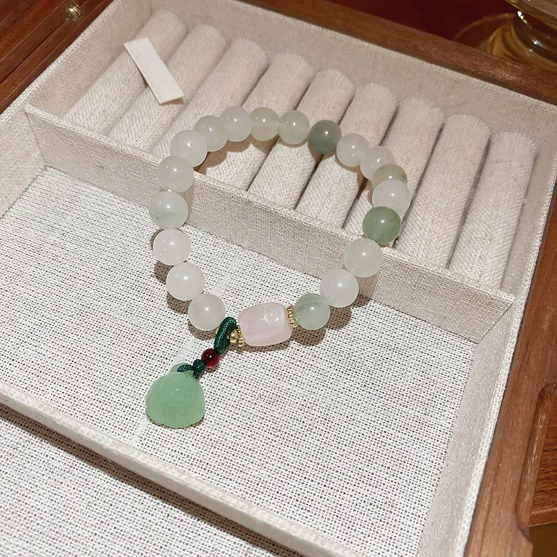 Wholesale Tide Elegant Pearl Crystal Jade Double Circle Bracelet Niche Personality Bracelet Fashion High Sense Bracelet