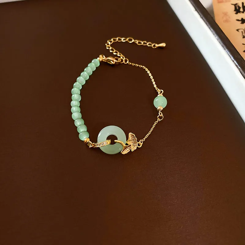 Wholesale Tide Elegant Pearl Crystal Jade Double Circle Bracelet Niche Personality Bracelet Fashion High Sense Bracelet