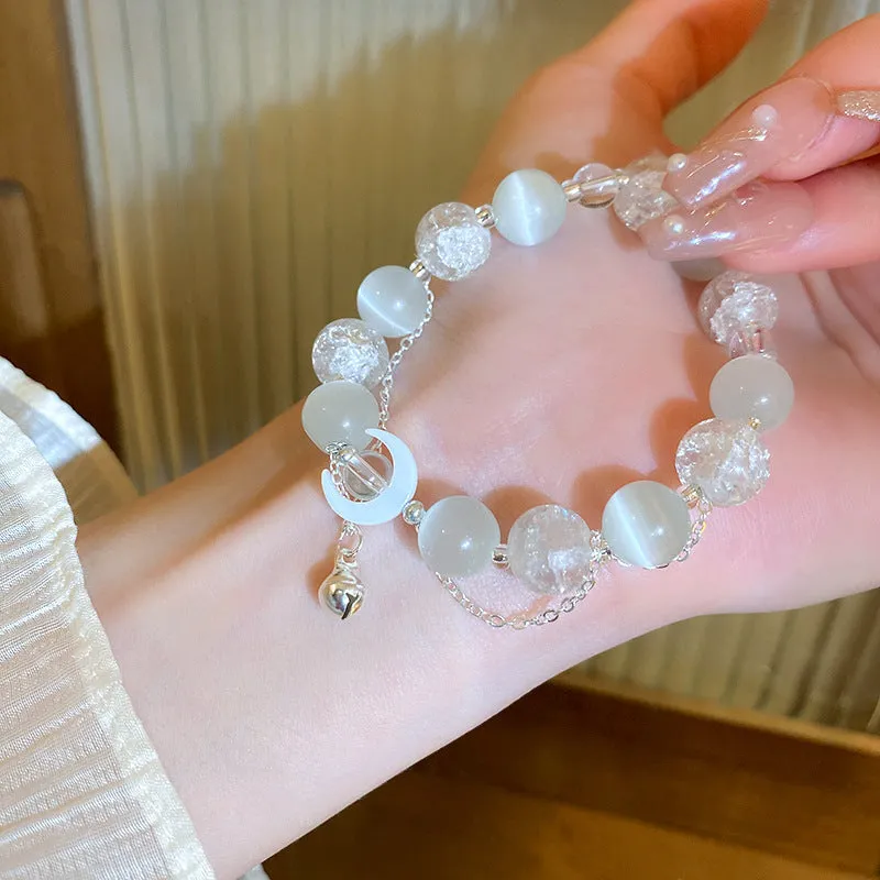 Wholesale Tide Elegant Pearl Crystal Jade Double Circle Bracelet Niche Personality Bracelet Fashion High Sense Bracelet