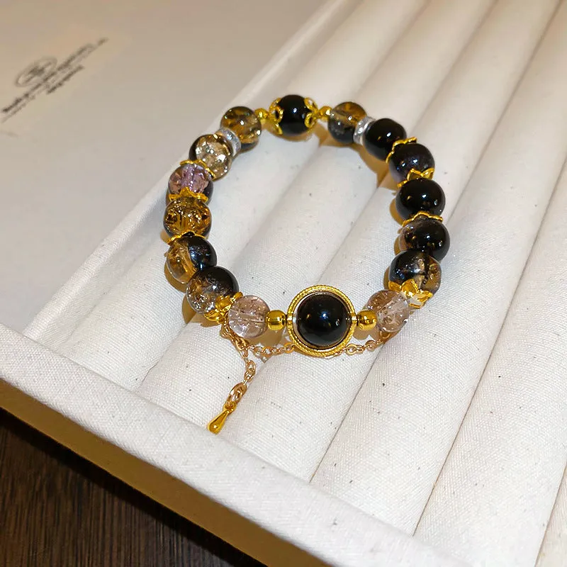 Wholesale Tide Elegant Pearl Crystal Jade Double Circle Bracelet Niche Personality Bracelet Fashion High Sense Bracelet