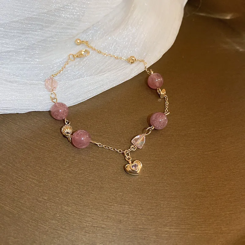 Wholesale Tide Elegant Pearl Crystal Jade Double Circle Bracelet Niche Personality Bracelet Fashion High Sense Bracelet
