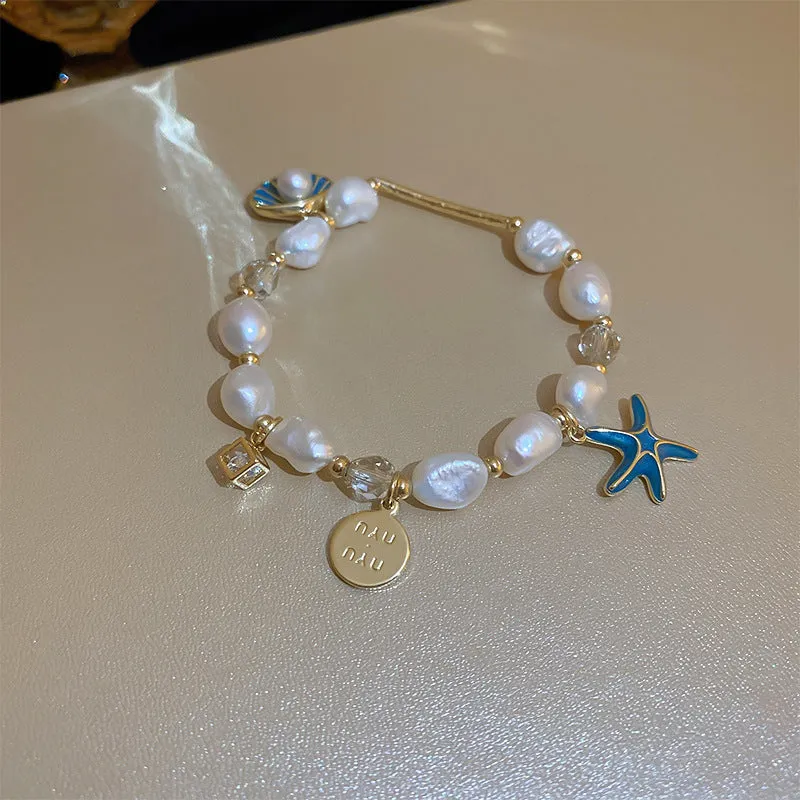Wholesale Tide Elegant Pearl Crystal Jade Double Circle Bracelet Niche Personality Bracelet Fashion High Sense Bracelet