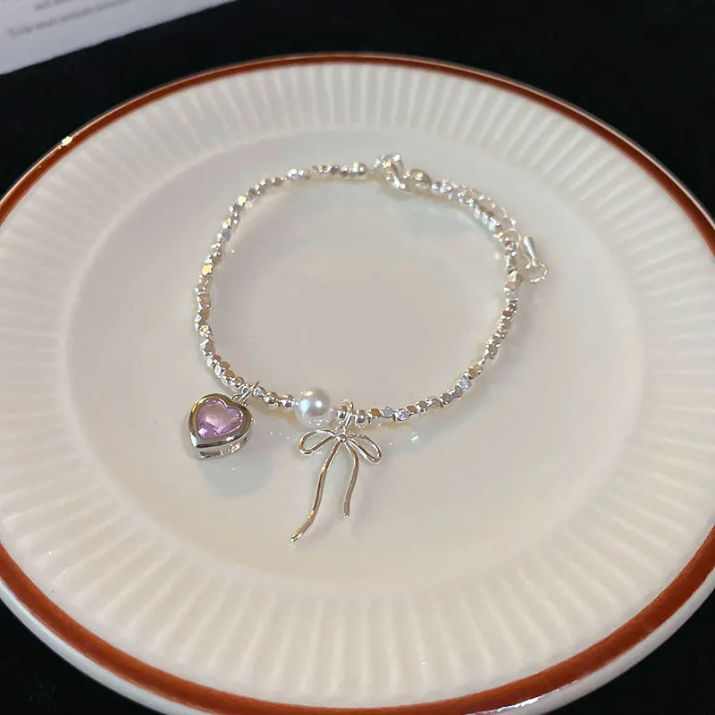Wholesale Tide Elegant Pearl Crystal Jade Double Circle Bracelet Niche Personality Bracelet Fashion High Sense Bracelet