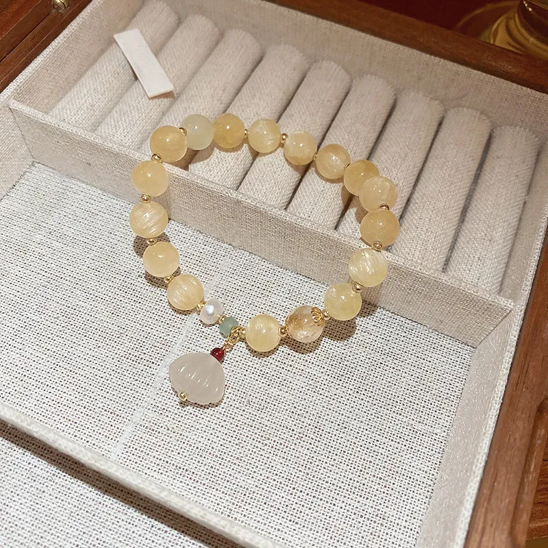 Wholesale Tide Elegant Pearl Crystal Jade Double Circle Bracelet Niche Personality Bracelet Fashion High Sense Bracelet