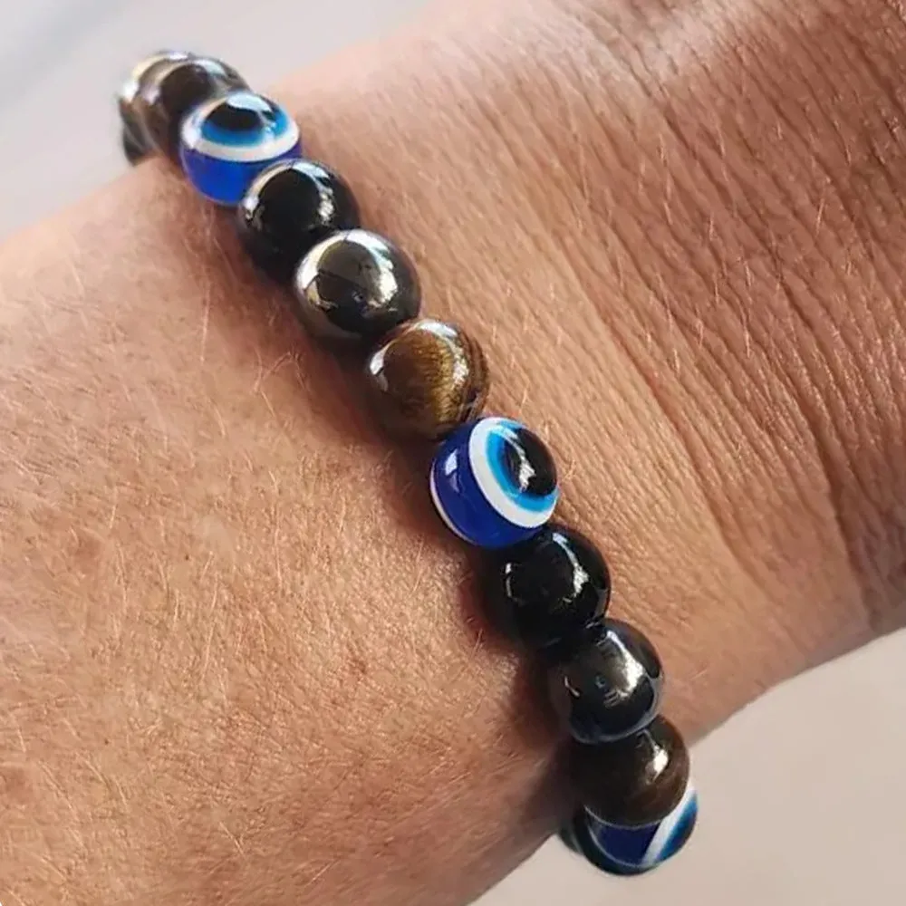 Wholesale  Tiger Eye Stone beaded Devil eye bracelet