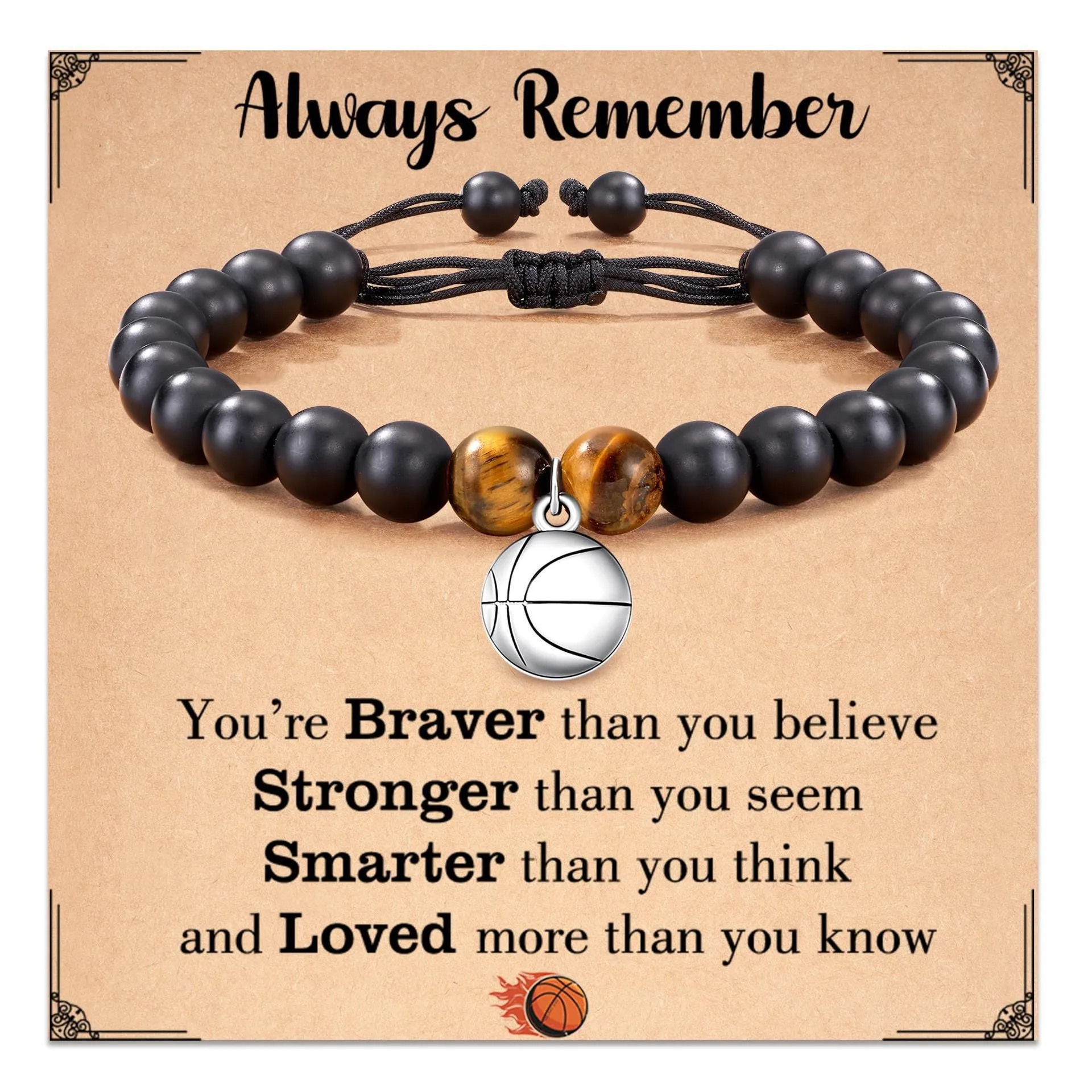 Wholesale Tiger Eye Stone Braided Black Frosted Basketball Bracelet