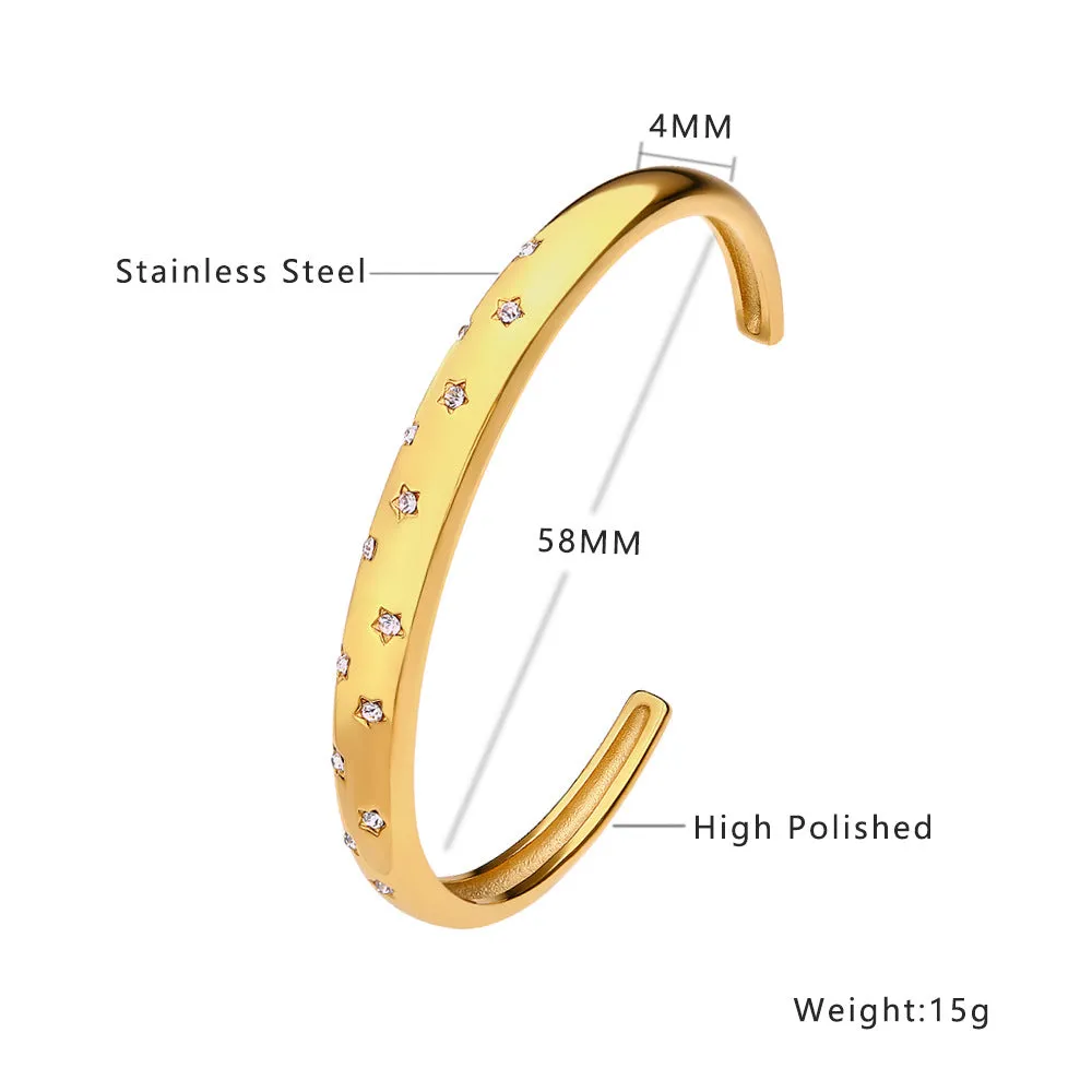 Wholesale Titanium Steel 18k Gold Plated Diamond Bracelet