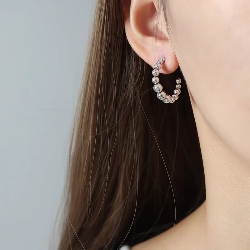 Wholesale Titanium Steel 18k Gold Vintage Steel Ball U-shaped Non-fading Earrings