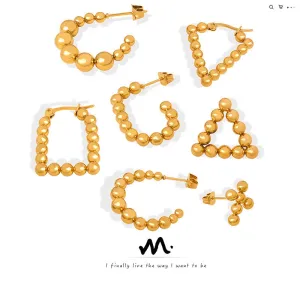 Wholesale Titanium Steel 18k Gold Vintage Steel Ball U-shaped Non-fading Earrings