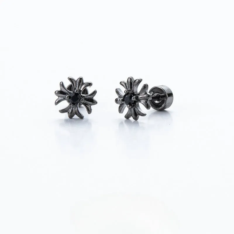 Wholesale Titanium Steel Copper Gold-plated Zircon Earrings