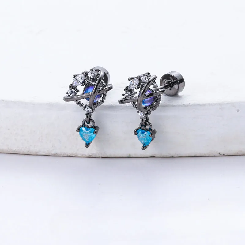 Wholesale Titanium Steel Copper Gold-plated Zircon Earrings