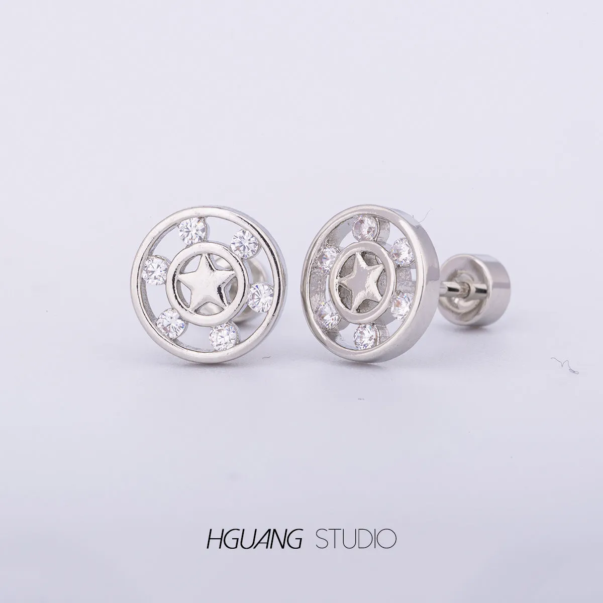 Wholesale Titanium Steel Copper Plated Pentagram Earrings