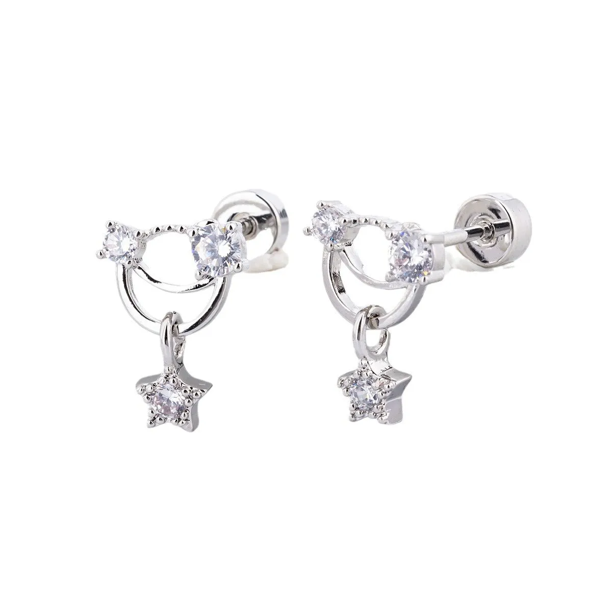Wholesale Titanium Steel Copper Plated Pentagram Earrings