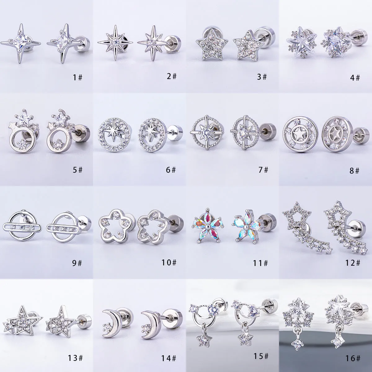 Wholesale Titanium Steel Copper Plated Pentagram Earrings
