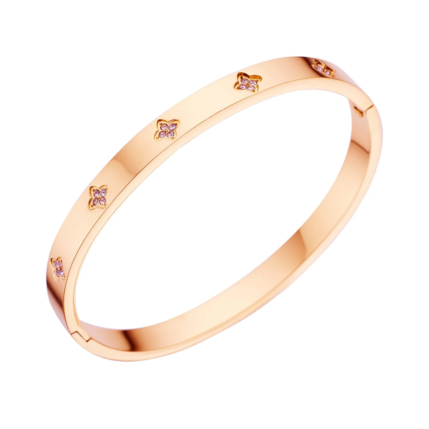 Wholesale Titanium Steel Electroplated 18K Gold Rose Gold Zircon Bracelet
