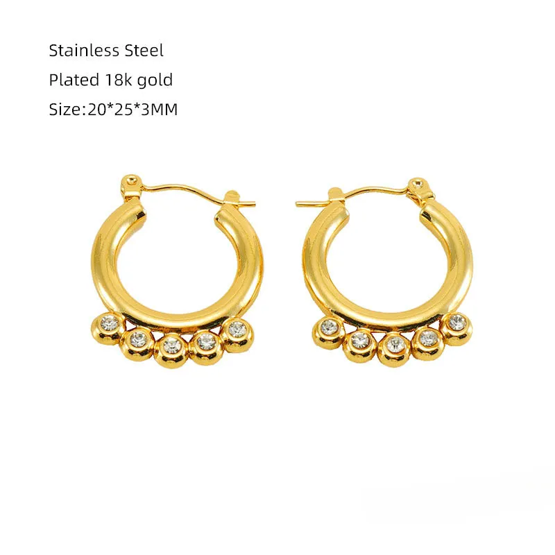 Wholesale Titanium Steel Geometric Circular Earrings
