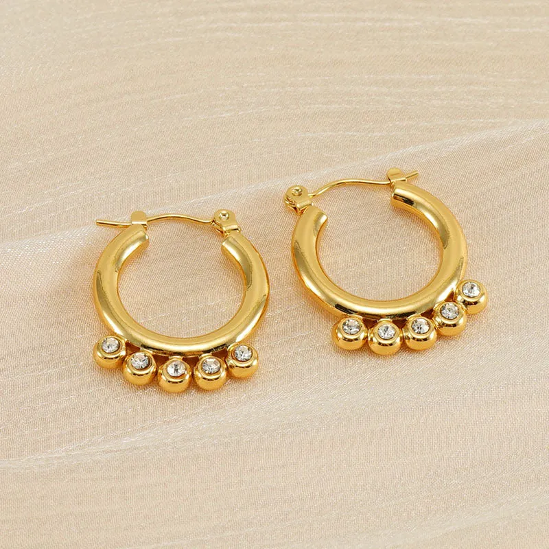 Wholesale Titanium Steel Geometric Circular Earrings