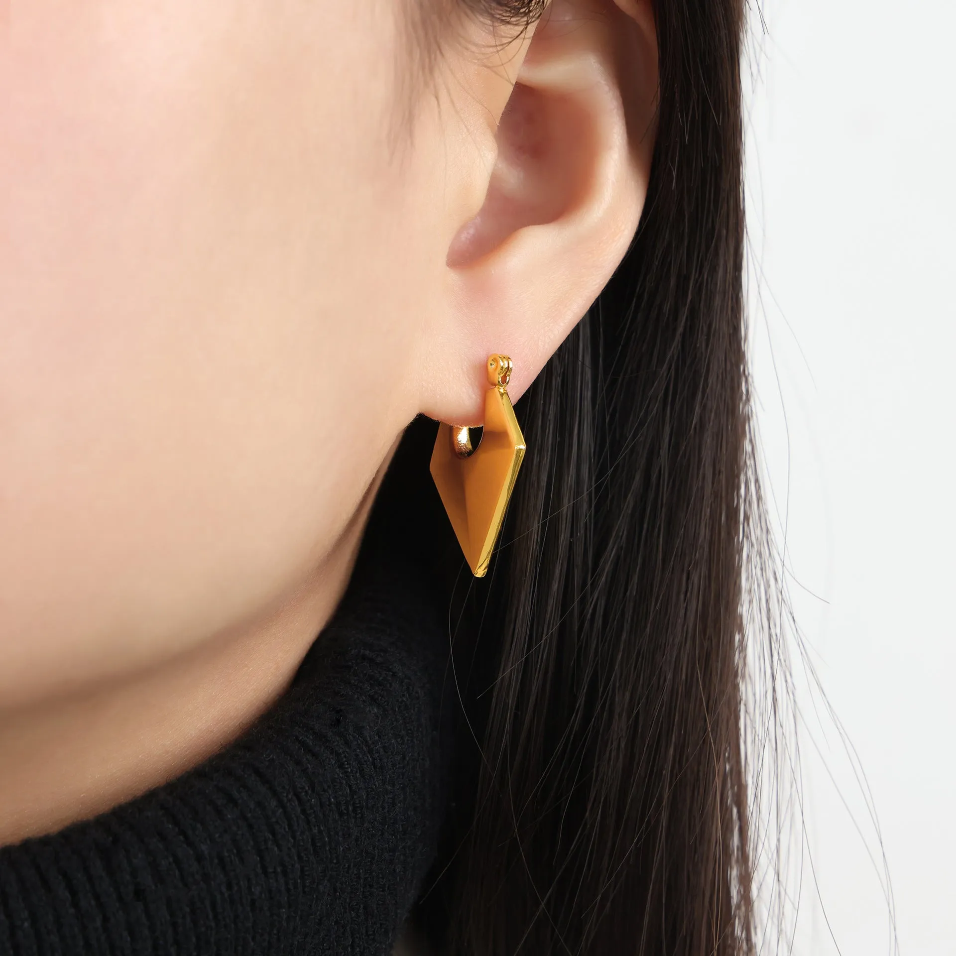 Wholesale Titanium Steel Gold Plated Geometric Simple Earrings