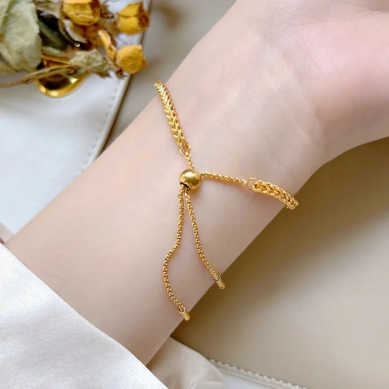 Wholesale Titanium steel golden wheat ear bracelet