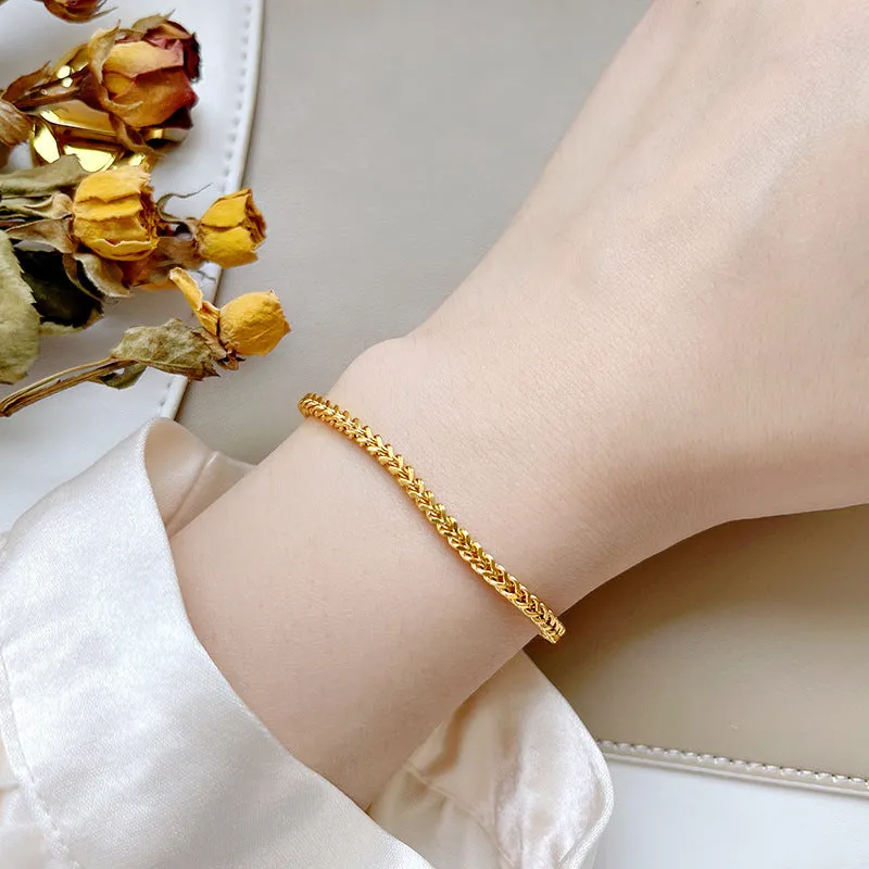Wholesale Titanium steel golden wheat ear bracelet