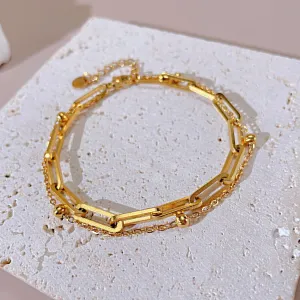 Wholesale Titanium Steel Paper Clip Ball Double Layer Bracelet