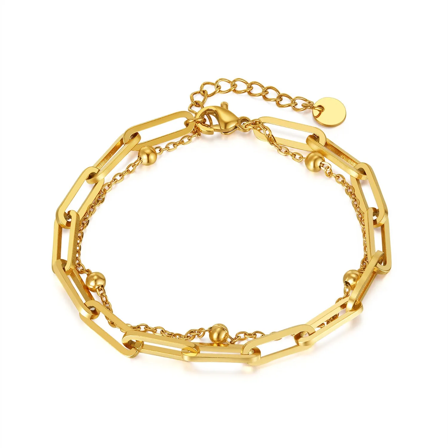 Wholesale Titanium Steel Paper Clip Ball Double Layer Bracelet